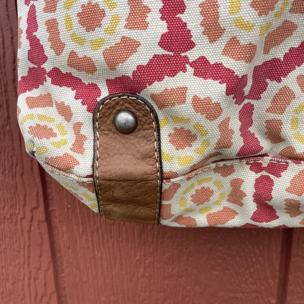 Fossil Canvas Shoulder Bag with Leather Accents